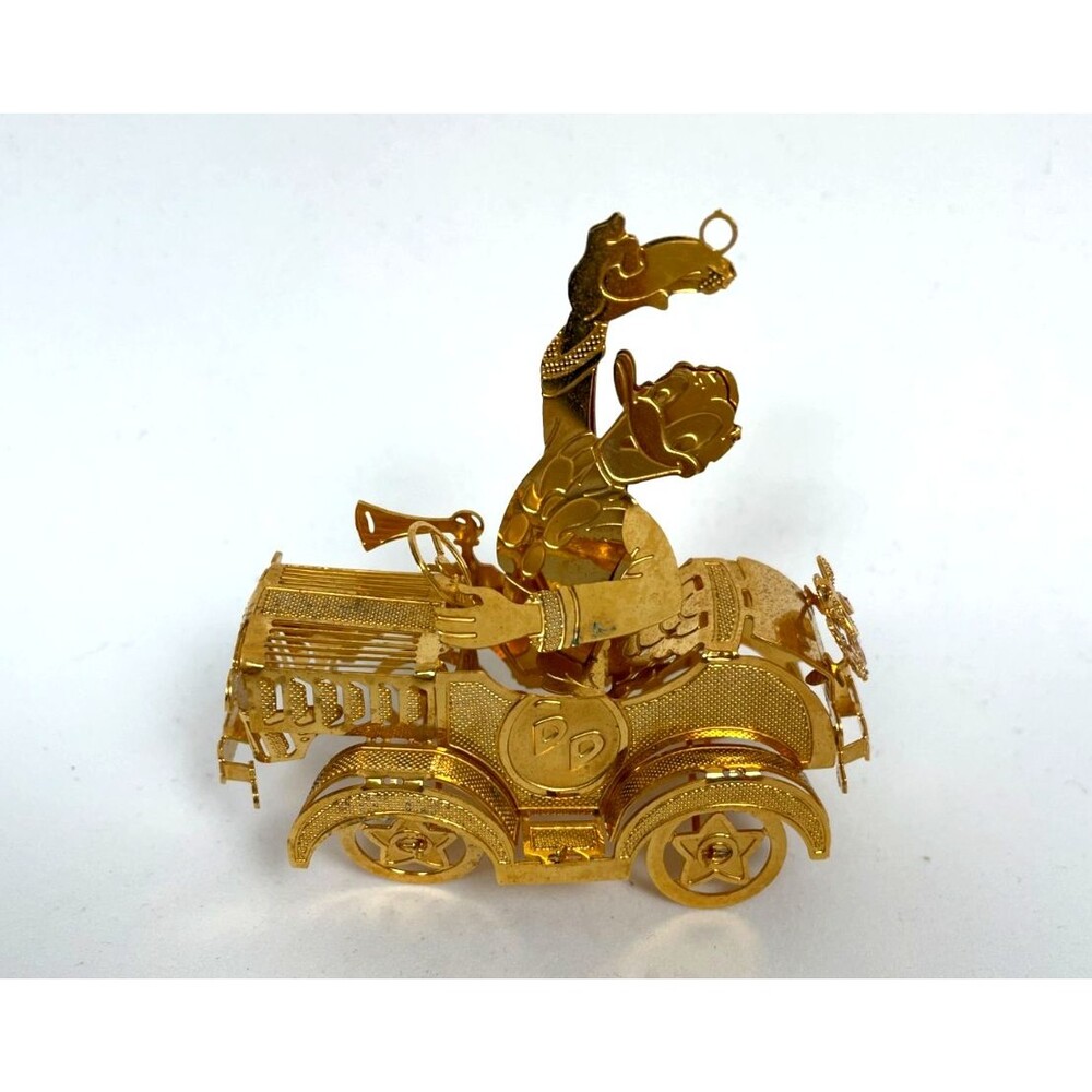 Danbury Mint Disney Gold Christmas Ornament Donald Duck in Car -2 *READ